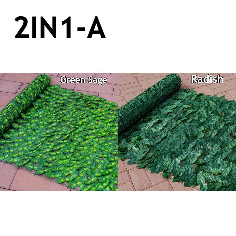 Showlu Artificial Ivy Hedge Fence with green leaves, 1x3m faux privacy screen for outdoor garden and balcony decoration.