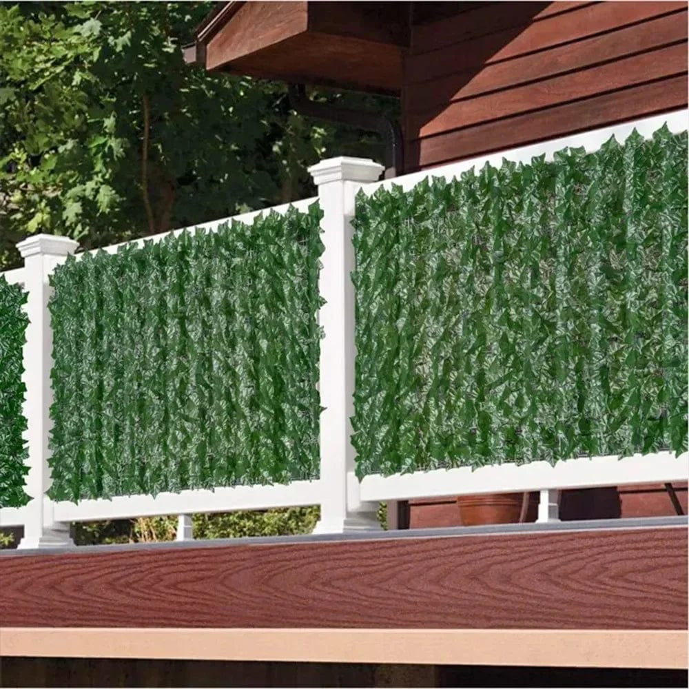 Showlu artificial ivy hedge fence panel with green leaves, 1x3m faux privacy screen for outdoor garden or balcony decoration