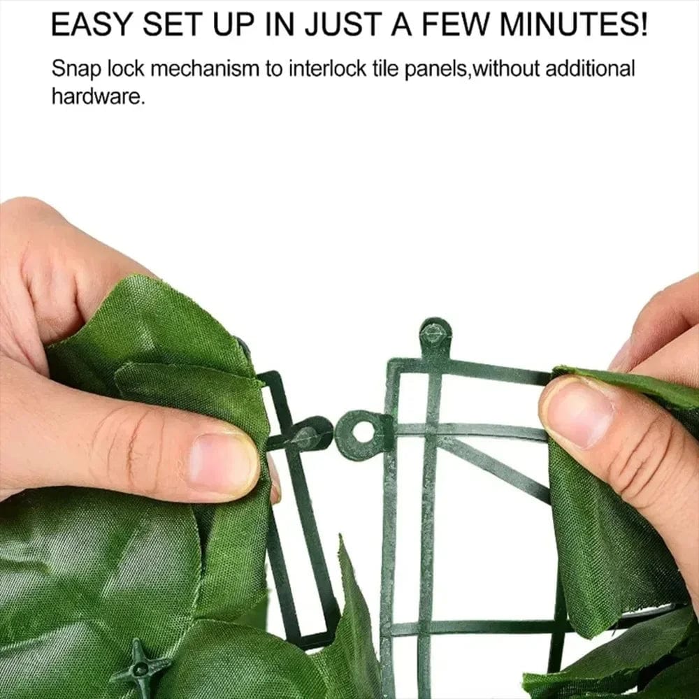 Showlu Artificial Ivy Hedge Fence with green leaves, 1x3m faux privacy screen for outdoor garden or balcony decoration.