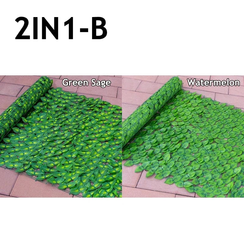 Showlu Artificial Ivy Hedge Fence with green leaves, 1x3m faux privacy screen for outdoor garden and balcony decoration.