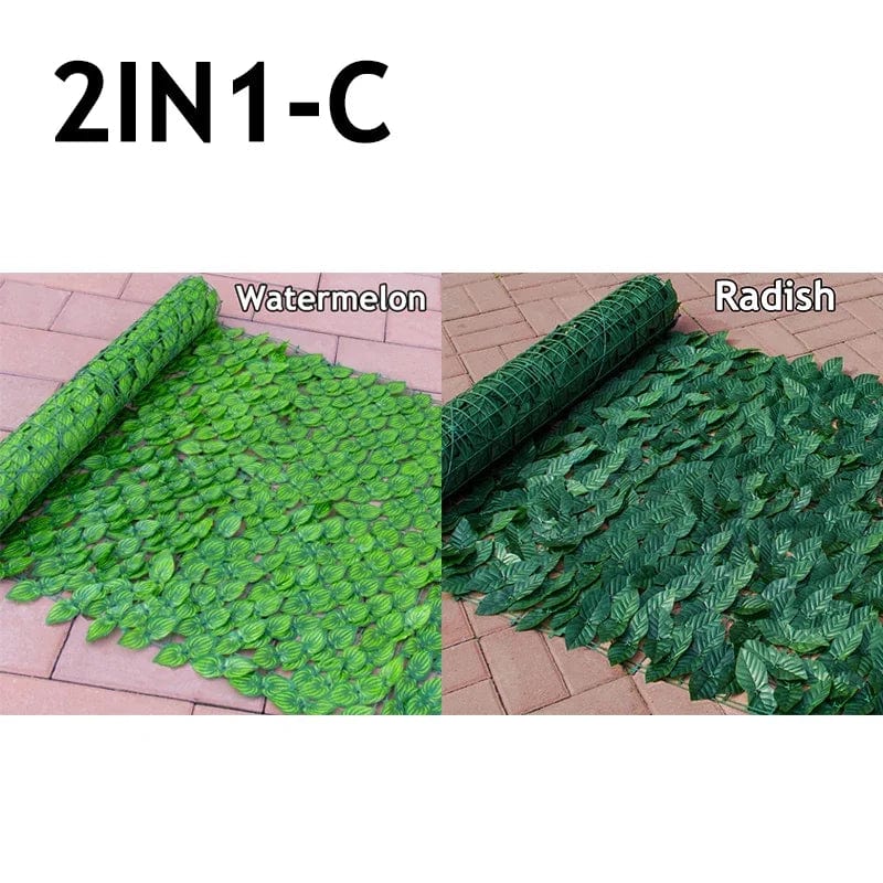 Showlu Artificial Ivy Hedge Fence panels with green leaves, 1x3m faux privacy screen for outdoor garden or balcony decoration.