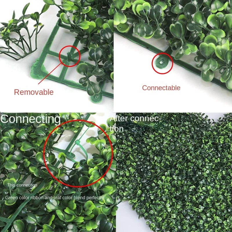 Artificial boxwood hedge panels by Showlu Fashion Store, with lush green foliage, ideal for wall decor and wedding backdrops.
