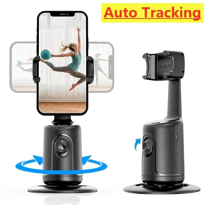 VIKEFON Auto Face Tracking Phone Holder with 360° rotation, AI tripod stand for hands-free selfies and video recording.