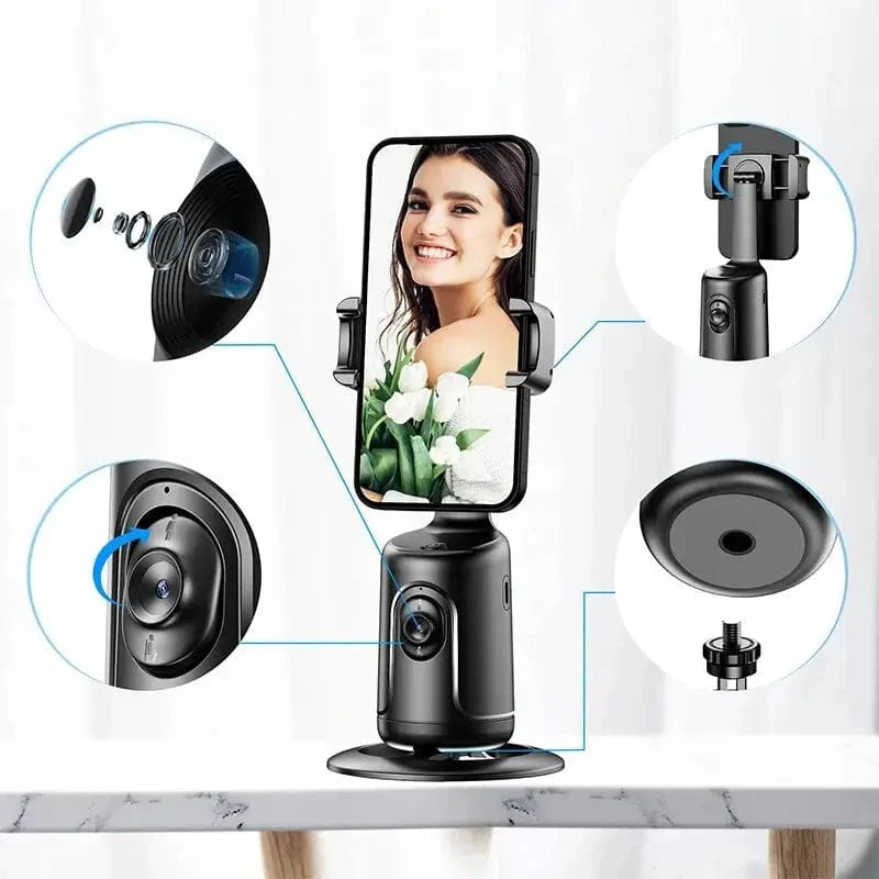Showlu Fashion Store VIKEFON auto face-tracking phone holder with 360° rotation and AI tripod stand for hands-free selfies and videos.