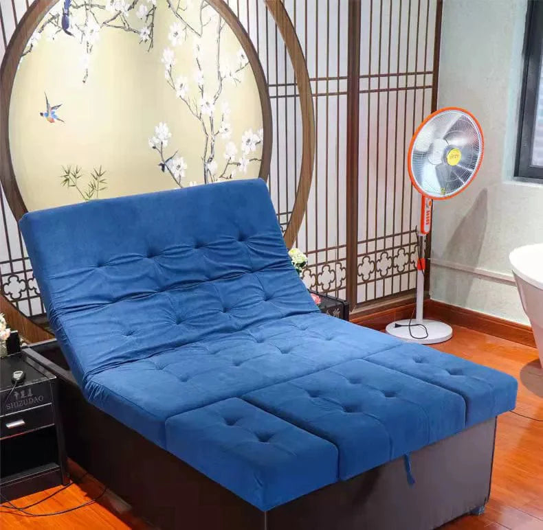 Showlu Fashion electric massage couch with wood frame, kneading function, adjustable features, designed for home foot baths and relaxation.