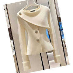 Autumn 2024 Women Woolen Coat Exploded With A Unique Sense Of High Quality Super Good - Looking Temperament Fashionable Beige Coat - SHOWLU FASHION STORE