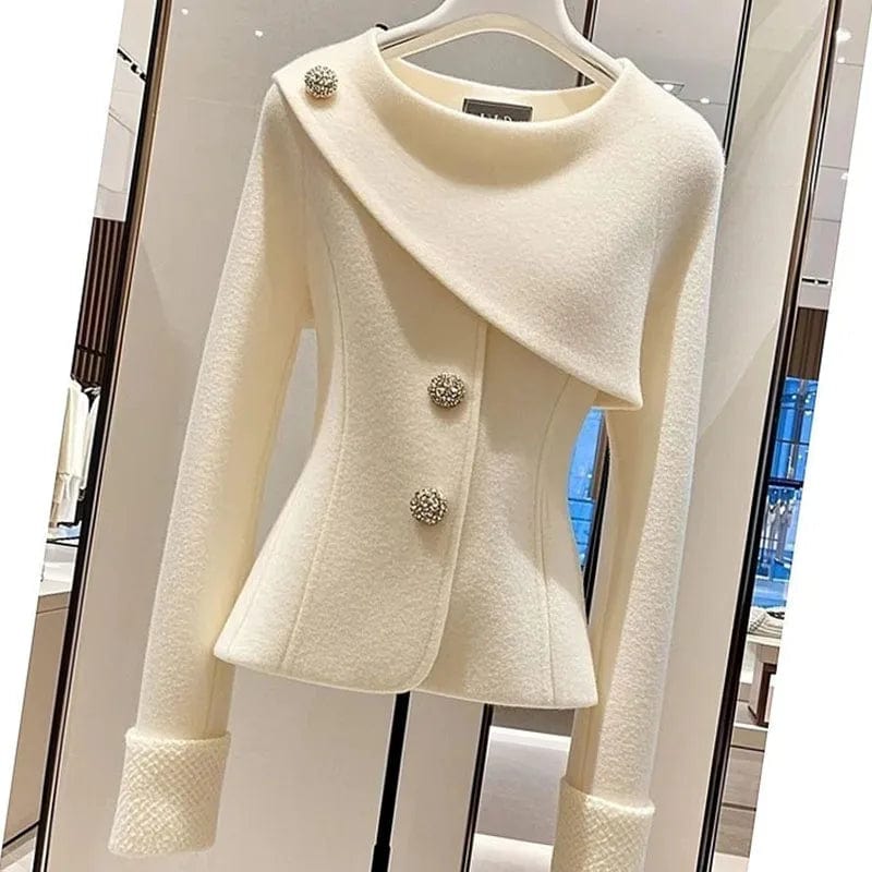 Autumn 2024 Women Woolen Coat Exploded With A Unique Sense Of High Quality Super Good - Looking Temperament Fashionable Beige Coat - SHOWLU FASHION STORE