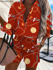 Autumn Casual Beach Outfits For Women 2024 Spring Half Sleeve Shirts Tops And Shorts 2 Piece Set Leopard Print Two Piece Sets - SHOWLU FASHION STORE