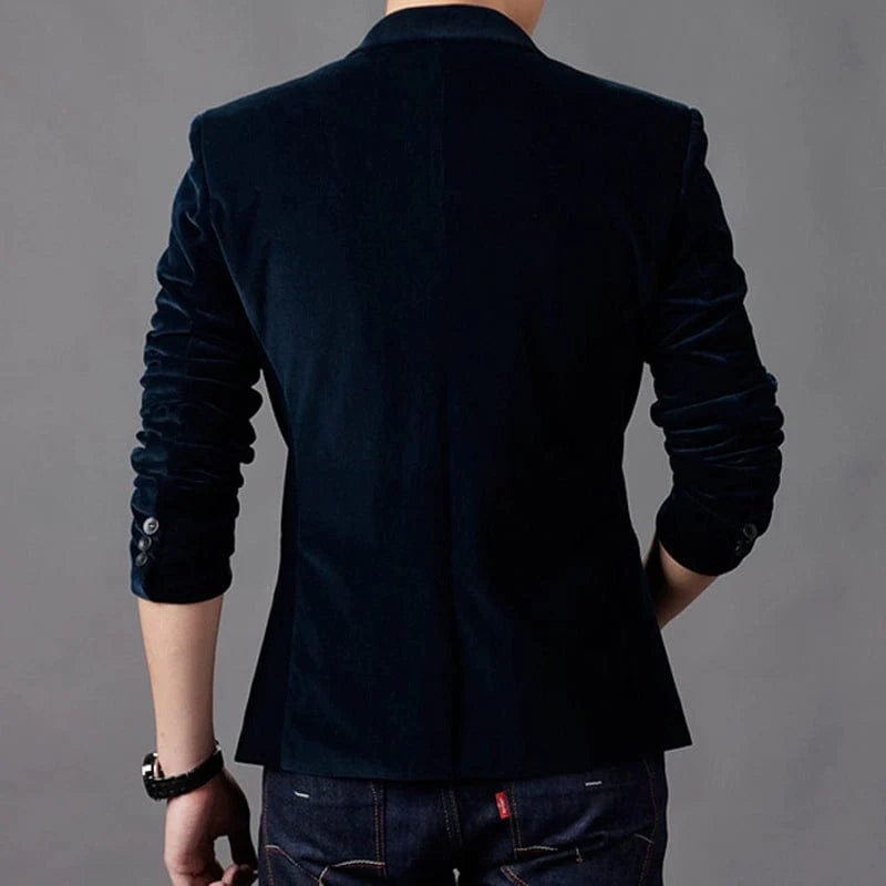 SHOWLU FASHION STORE men's slim-fit corduroy suit with casual long sleeve blazer, perfect for autumn fashion.