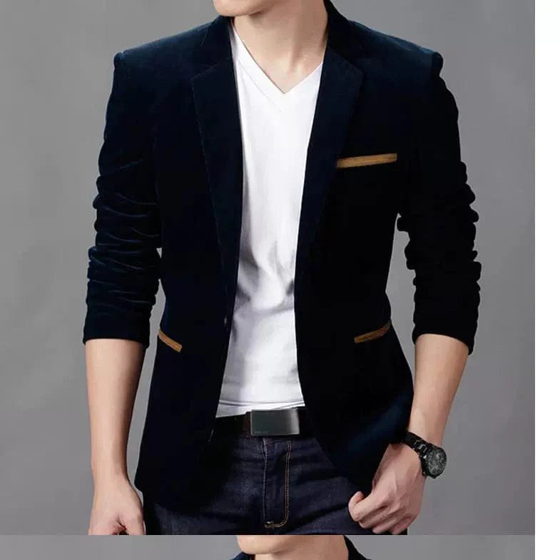 SHOWLU FASHION STORE men's slim-fit corduroy suit with casual long sleeve blazer, perfect for autumn and stylish occasions.