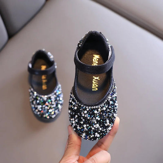 Autumn Girls Rhinestone Leather Shoes 2022 Spring Pearl Bow Princess Shoes Soft Children Baby Toddler Single Shoes G06 - SHOWLU FASHION STORE