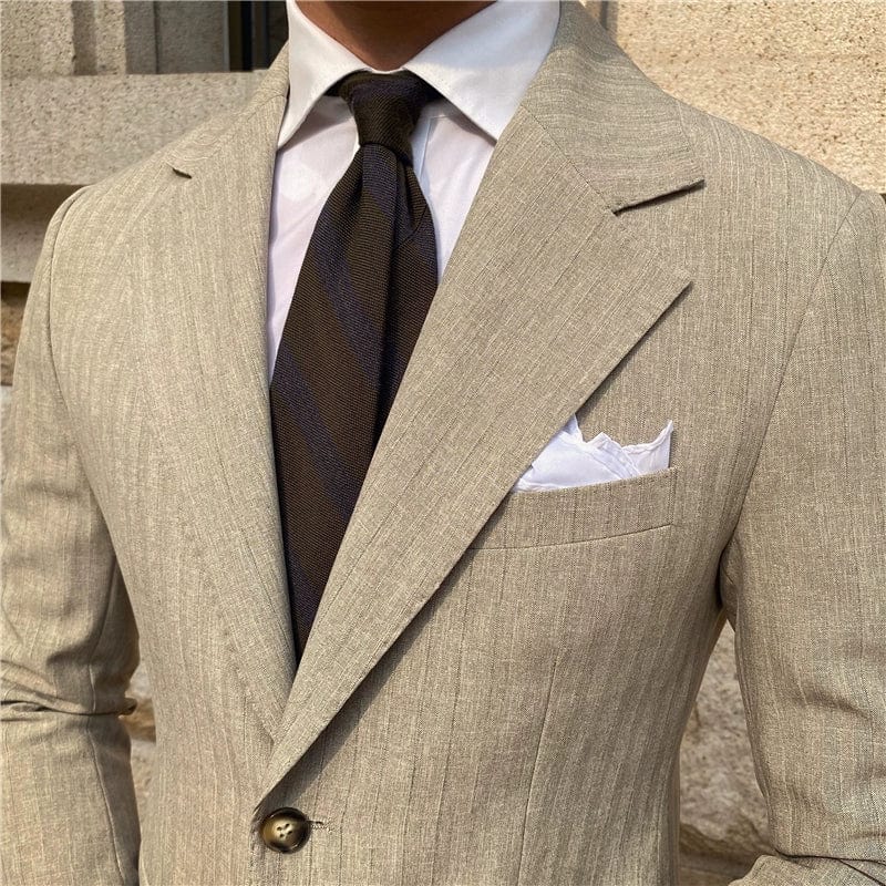 Showlu men's autumn striped slim fit single-breasted blazer, stylish casual suit for youth outdoor fashion.