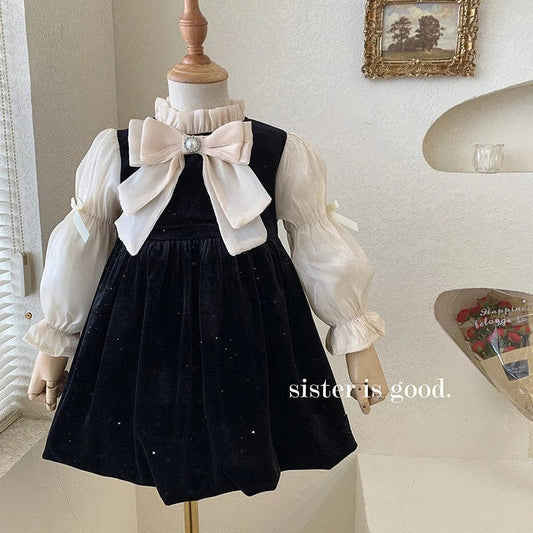 Autumn Spring Kids Velet Dresses for Girls Clothes Teenagers Children School Preppy Costumes Baby Cotton Vestidos 8 10 12 Years - SHOWLU FASHION STORE