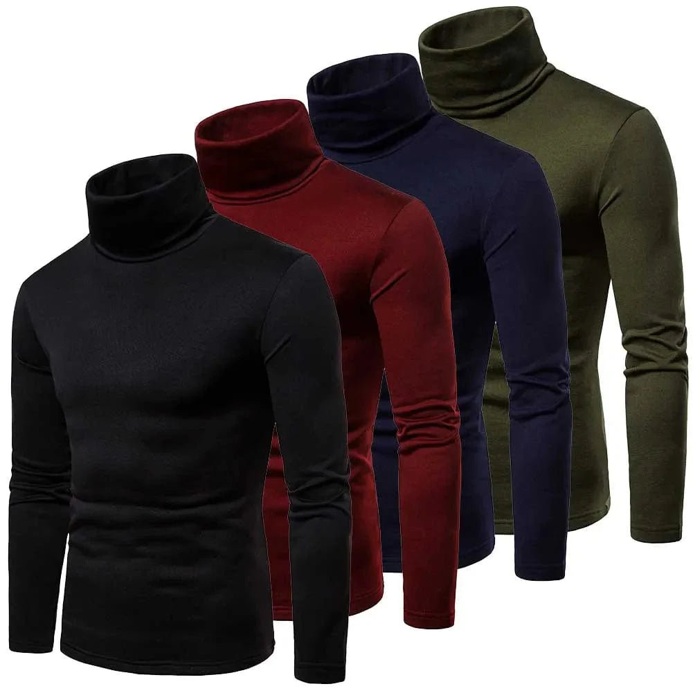 Men's slim fit turtleneck sweater by SHOWLU FASHION STORE, thermal cotton pullover with long sleeves, ideal for autumn and winter.