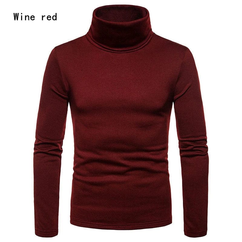 Men's slim fit turtleneck sweater by SHOWLU FASHION STORE, thermal cotton pullover with long sleeves and stretch fit for autumn-winter wear.