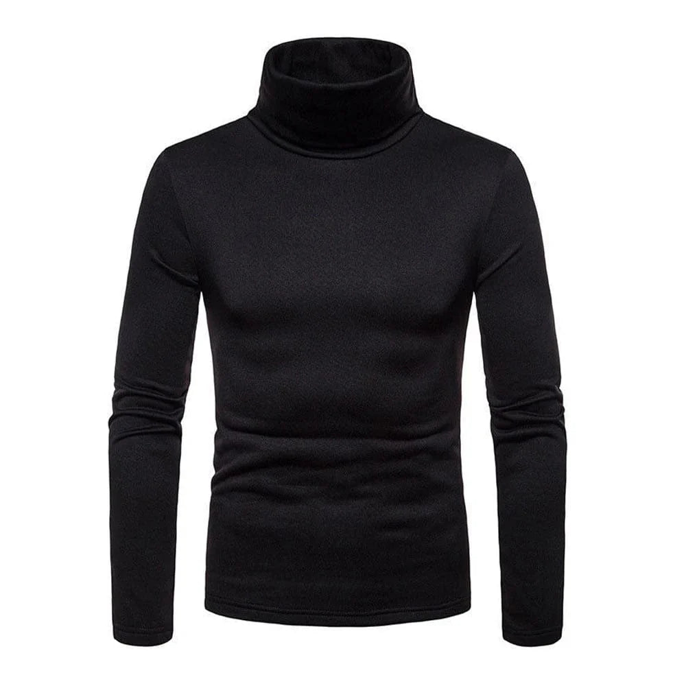 Men's slim fit turtleneck sweater by SHOWLU FASHION STORE, thermal cotton pullover with long sleeves, perfect for autumn-winter.