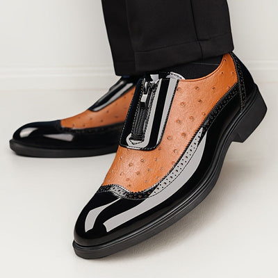 Men'S Classic Wing - Tip Brogue Oxford Shoes - Available In Black And Blue. These Are Stylish Casual Shoes With Non - Slip Rubber Soles, Suitable For Business Events, Weddings, And Graduation Ceremonies. Model Number 19582