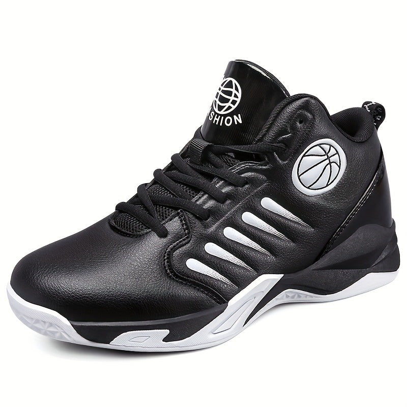 SHOWLU Men's high-top basketball shoes with breathable PU leather, featuring stylish design and cushioned ankle support.