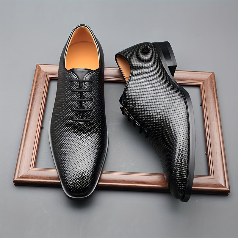 SHOWLU Men's Whole-Cut Oxford Shoes in microfiber leather, formal footwear with sleek design and polished finish.