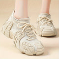SHOWLU Women's wedge sneakers with breathable fabric and non-slip soles, stylish walking shoes for comfortable everyday wear.