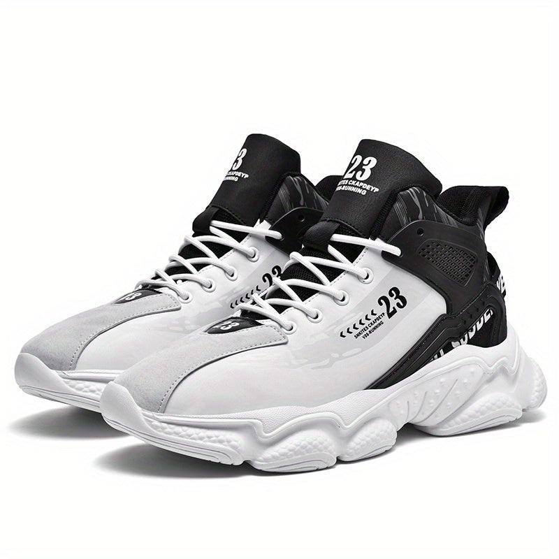 SHOWLU Men's mid-top running shoes with lightweight PU leather design, ideal for walking and casual wear.