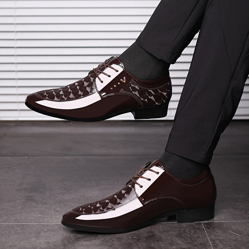 SHOWLU Men's classic British oxford shoes with faux leather, pointed toe, formal dress shoes for men.