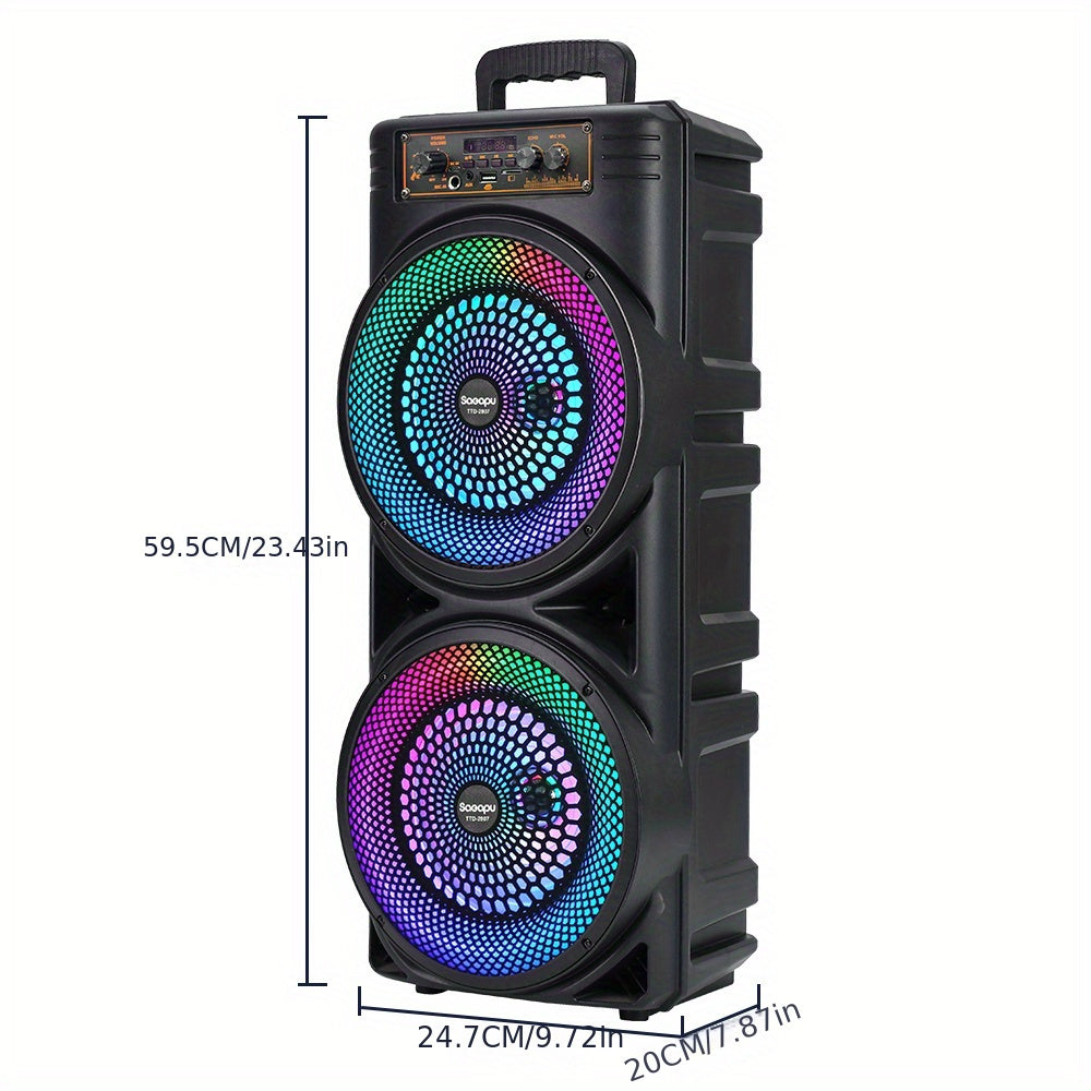 SHOWLU 6000W dual 8.5-inch wireless speaker with heavy bass, TWS party system, black design, and control buttons visible on the speaker