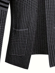 Men'S Chic Urban Knit Cardigan - Slim Fit, Long Sleeve, High-Stretch Fabric with Contrast Trim for Fall/Winter, Business Casual Outerwear