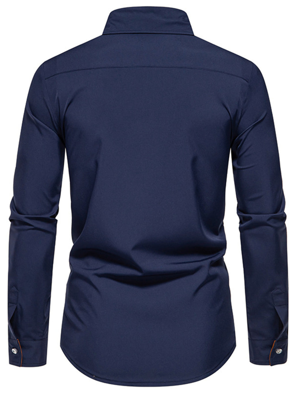 Men's contrast trim button-down shirt by Trendsi, featuring a stylish collar and long sleeves in a casual, everyday design.