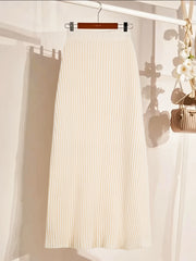 [Elegant A-Line Skirt] Elegant High-Waisted Women's French Rose Irregular A-Line Skirt | 100% Acrylic, Midi-Length, Applique Detail, All-Season Versatile Solid Color