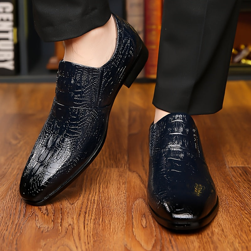 SHOWLU Men's pointed toe slip-on business shoes in vintage PU leather, stylish and sleek for formal occasions