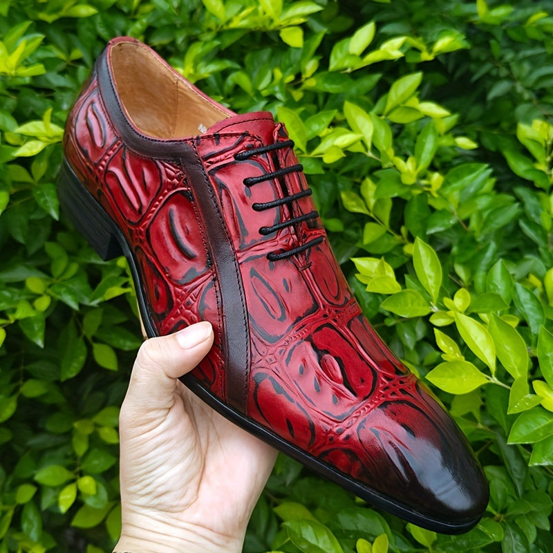 Men's SHOWLU FASHION Cow Leather Derby Shoes with lace-up design, formal Oxford style for elegant occasions.