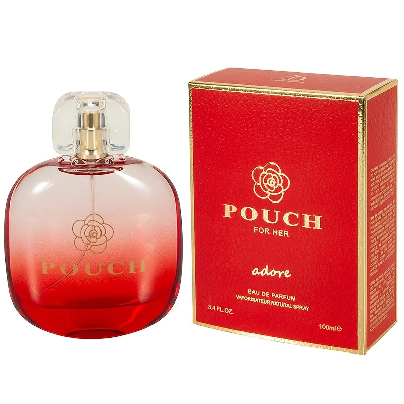 SHOWLU Blush Rose Eau de Parfum for women in a 3.4oz pouch, featuring a pink floral fragrance bottle with elegant design.