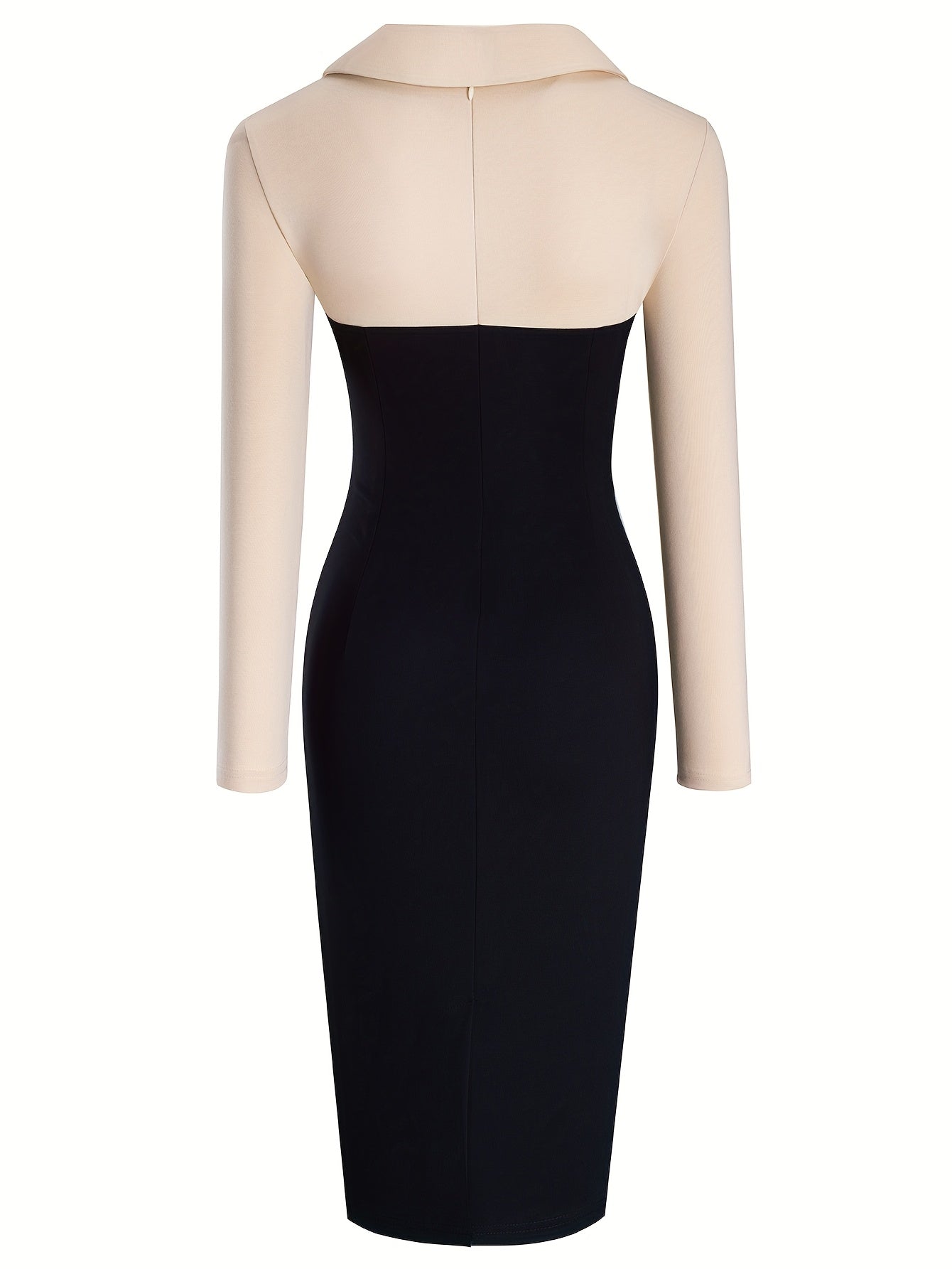 Color block SHOWLU Women's slim fit long sleeve knit pencil dress displayed on a mannequin with vibrant color blocks and fitted style.