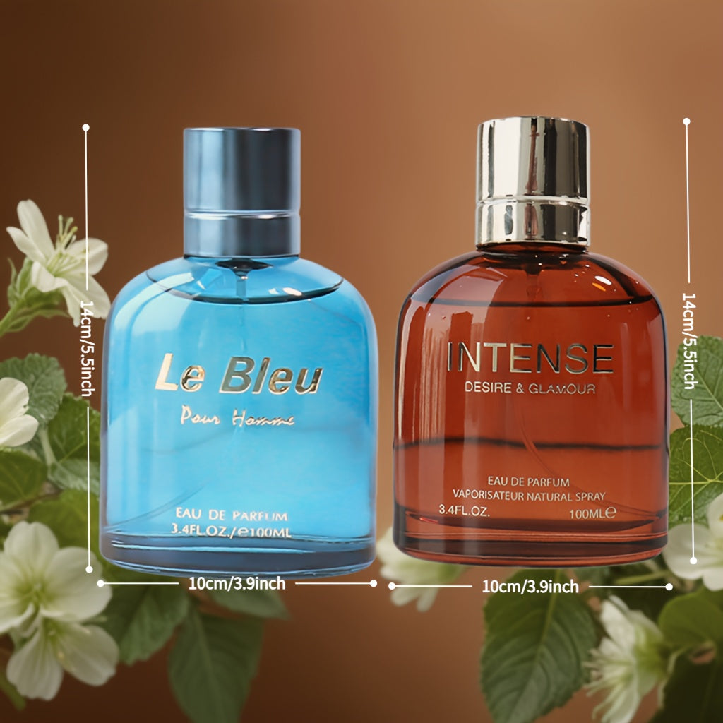 SHOWLU Men's Perfume 2-Pack with aromatic wood, lavender, and tobacco scents, featuring 200ml bottles with sleek packaging.