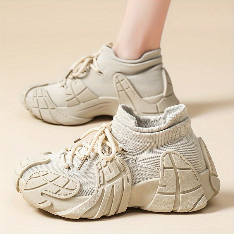 SHOWLU Women's wedge sneakers with breathable fabric and non-slip soles, stylish walking shoes for comfort and support.