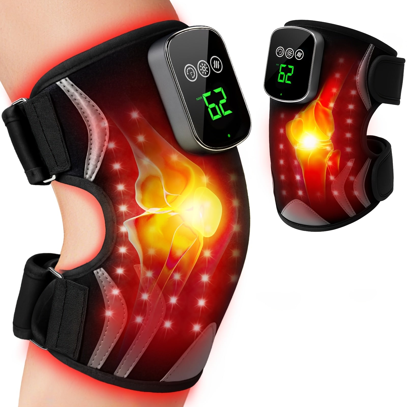 Showlu Heated Knee Massager with vibration and heat support cushion, designed for soothing knee pain relief and comfort.