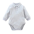 Baby long sleeve cotton bodysuit with polo collar, suitable for boys, from SHOWLU FASHION, perfect for autumn winter wear.