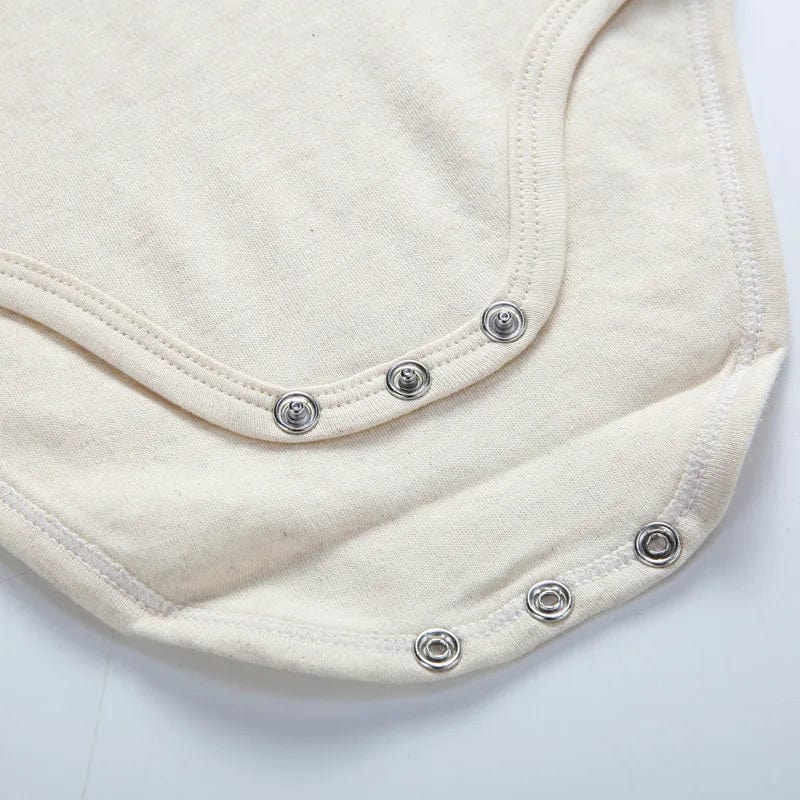 Baby long sleeve cotton polo collar jumpsuit by SHOWLU FASHION, white one-piece bodysuit for newborns and toddlers, autumn-winter outfit