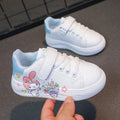 Baby girls' white PU leather sneakers from SHOWLU FASHION STORE, breathable cartoon shoes for kids, size 26-37.