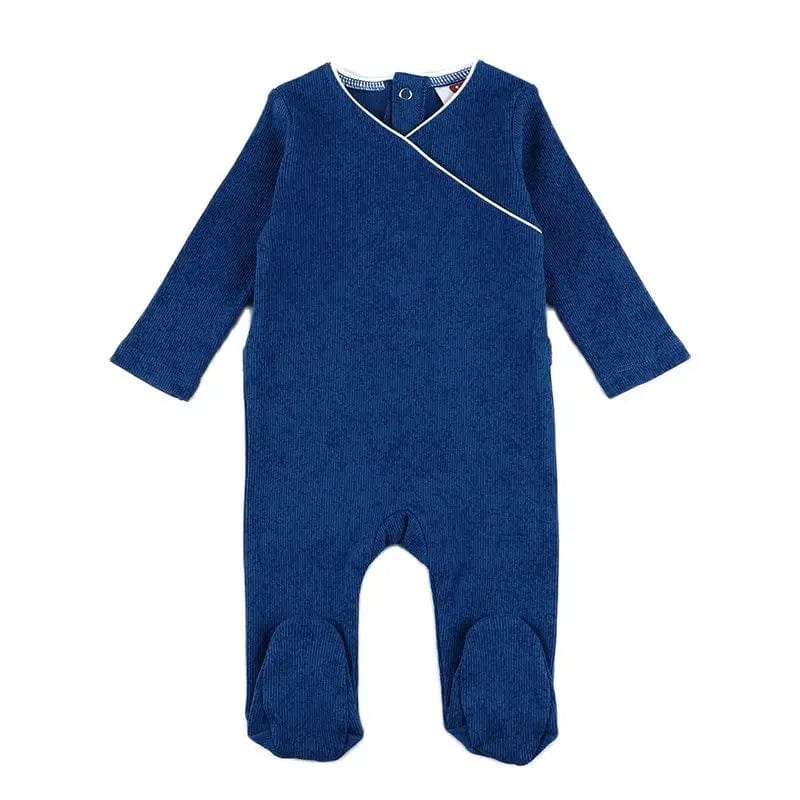 Showlu Fashion long sleeve rib cotton baby romper and hat set, featuring footed design for autumn winter comfort.