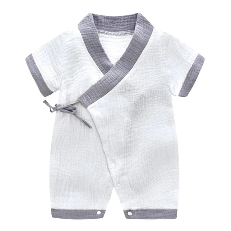 ZoErLi baby muslin cotton romper, soft short-sleeve jumpsuit for newborns and infants, suitable for boys and girls in summer.