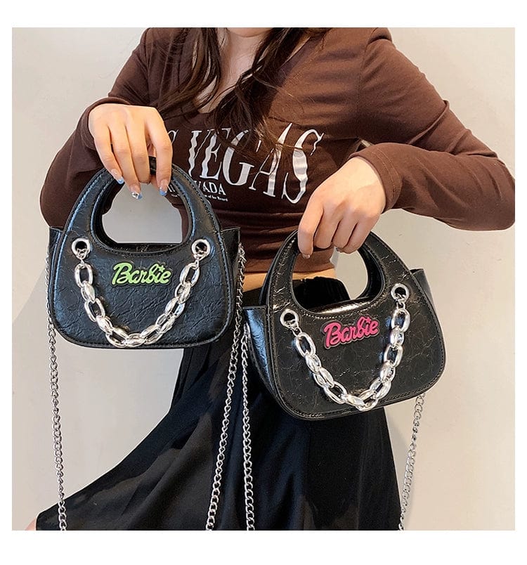 Cinderella Time women's black PU leather saddle bag with chain strap, small square design, stylish and suitable for autumn and winter.