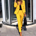 BAMBOOBOY women's 2-piece slim fit business suit with turn-down collar coat and matching pants, perfect for office and casual wear.