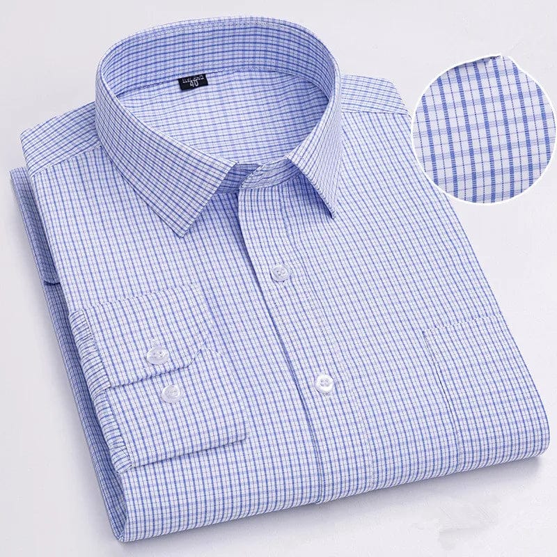 Bamboople men's long sleeve casual shirt with fashion print, cotton fabric, standard fit, button-down design for office or casual wear.