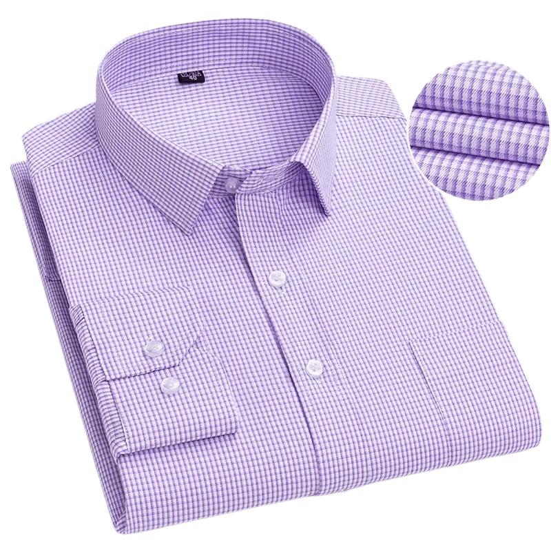 Bamboople men's long sleeve casual shirt with print, cotton fabric, button-down front, standard fit, suitable for office and business wear.
