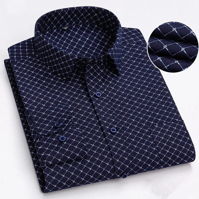 Bamboople men's long sleeve casual cotton shirt with print, button-down, standard fit, suitable for office and business wear.
