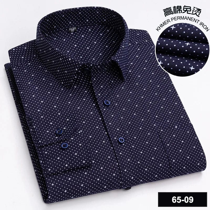 Bamboople men's long sleeve casual shirt with fashion print, cotton fabric, button-down design, ideal for office and business wear.