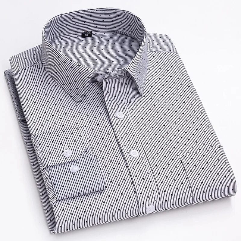 Bamboople men's long sleeve casual print shirt by SHOWLU FASHION, cotton fabric, button-down, standard fit for office or casual wear.