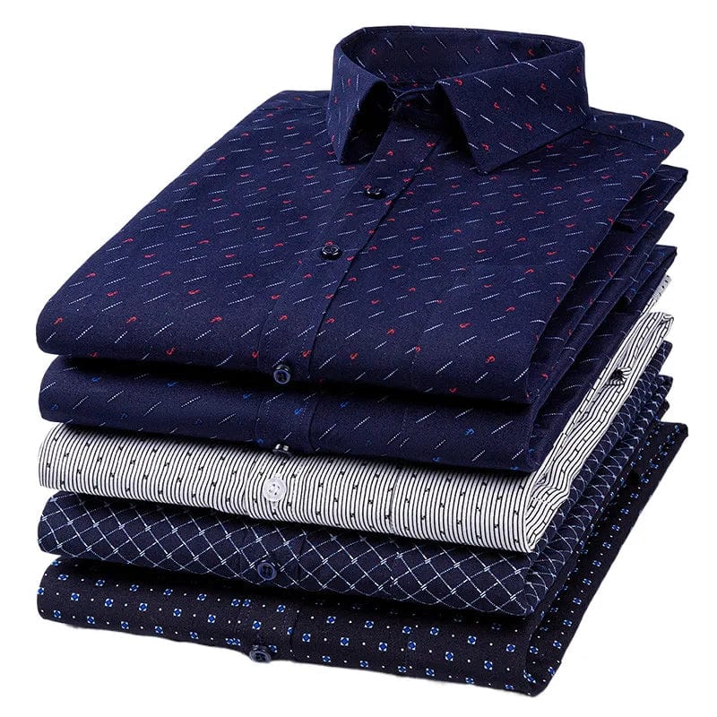 Bamboople men's long sleeve casual shirt with printed design, cotton fabric, button-down style, suitable for office or business wear
